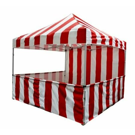 Impact Canopy Carnival Kit 10 FT x 10 FT  Steel Frame - 1 Top, 3 Rails Skirts, and 1 Backwall, Red and White 040040001